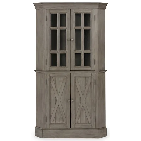 Farmhouse Corner Cabinet with Adjustable Shelves